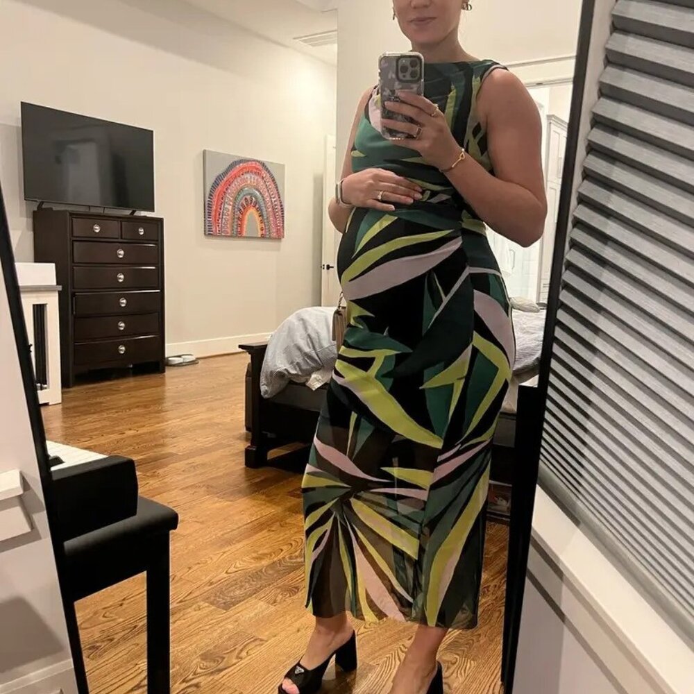 Donna Morgan Abstract Printed Mesh Midi Dress – Women’s Size 8 - Picture 3 of 11
